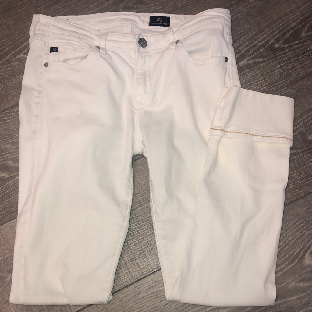 Ag White Cuffed Jeans